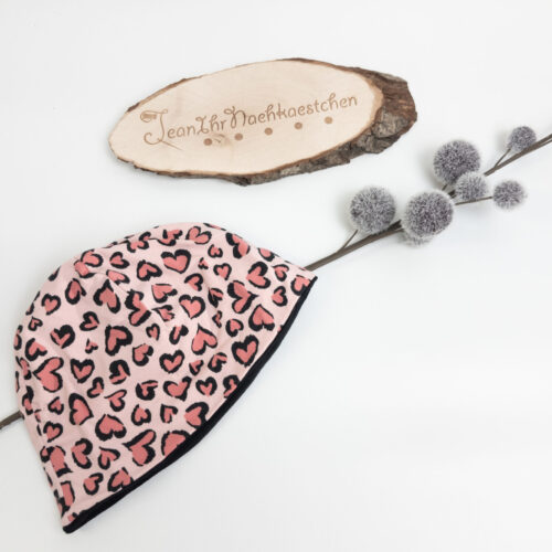 Beanie-Mütze | "Für auffet Köppken" | Leopard-Rosa